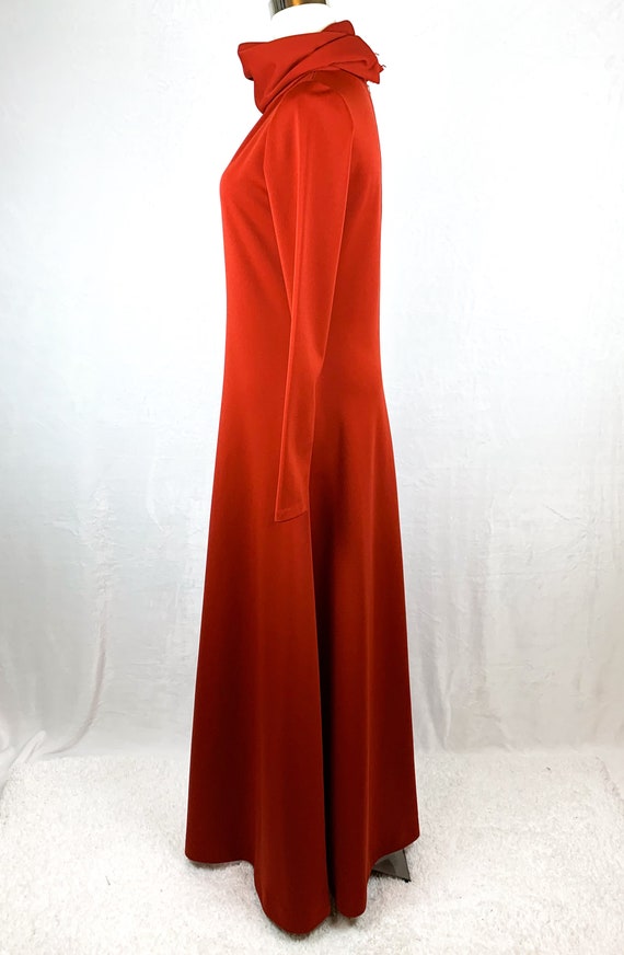 1970s Cinnamon Turtleneck Maxi Dress Medium, Autu… - image 5