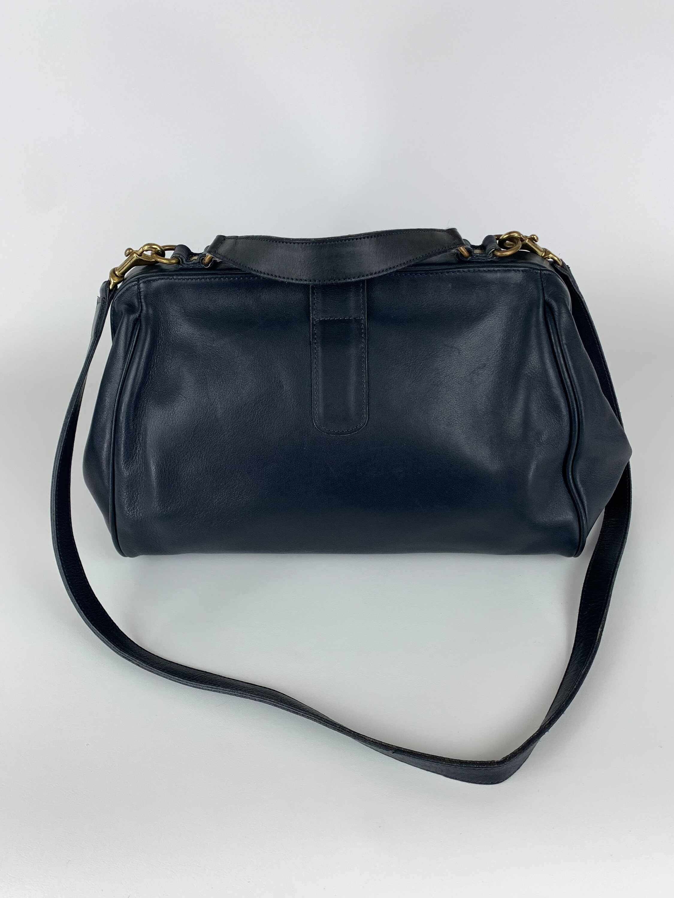 Vintage Coach Hudson Satchel Bag Doctor Bag in Navy Leather