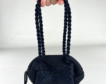 Vintage Coach Hudson Satchel Bag Doctor Bag in Navy Leather