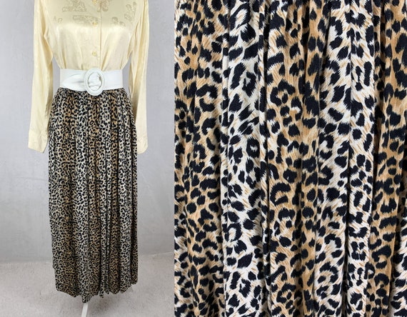 90s Impressions Leopard Print Midi Skirt Size Smal