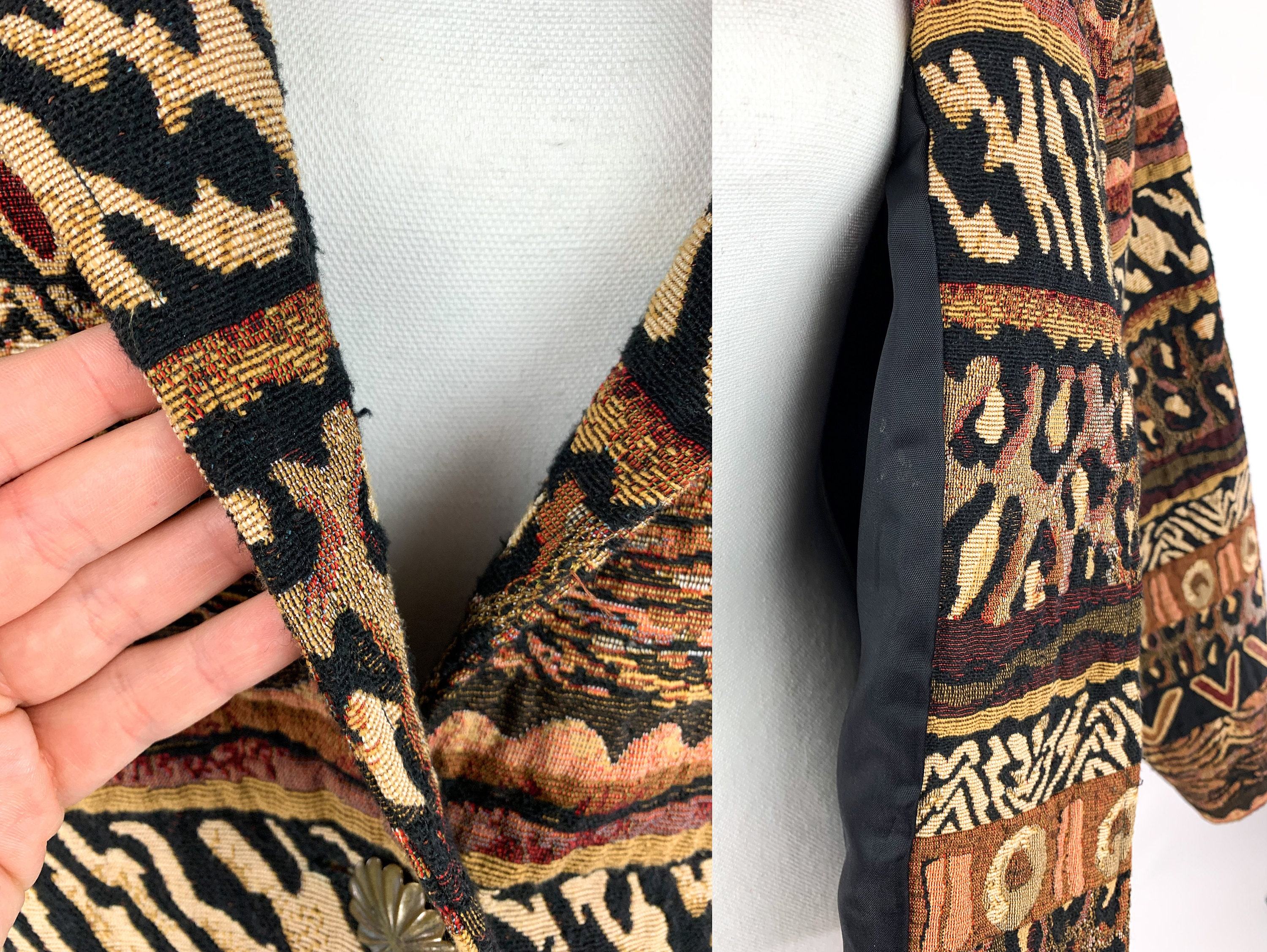 Vintage 1990s Painted Pony Animal Print Tapestry Jacket Size