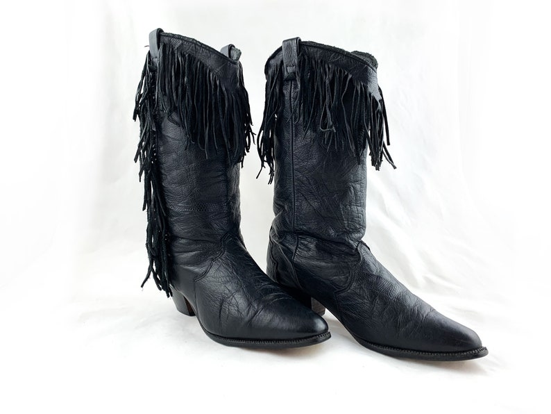 black fringe cowboy boots