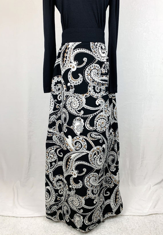 1970s Paisley Maxi Dress, Vintage 70s Mock Neck M… - image 3