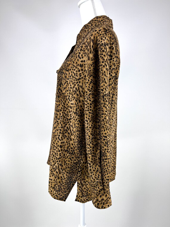 Vintage 90s Tess Petite Leopard Print 100% Silk B… - image 4