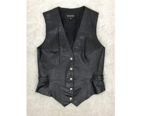 1980s Women's Small Wilson Black Leather Vest, 80s