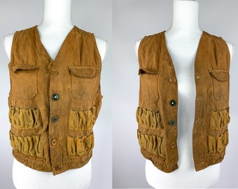 Vintage 1950s ISCO Distressed Shooting Vest Women's Size Small or Boy's Medium, 50s ISCO Duck Hunting Vest, Distressed Grungy Hunting Vest