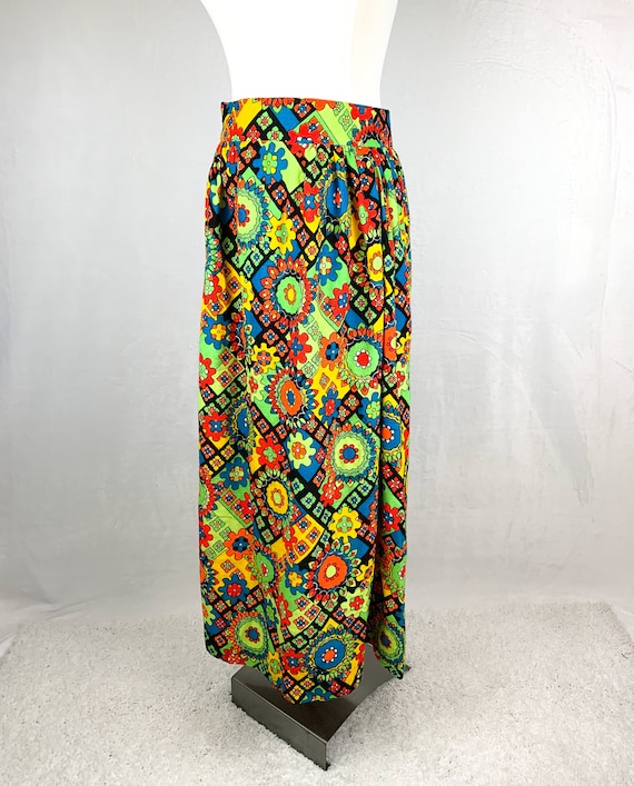 1960s Psychedelic Print Maxi Skirt, 60s Psychedel… - image 6