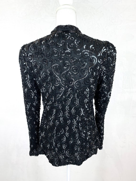 Night Line Sequined and Beaded Jacket Size Medium… - image 5