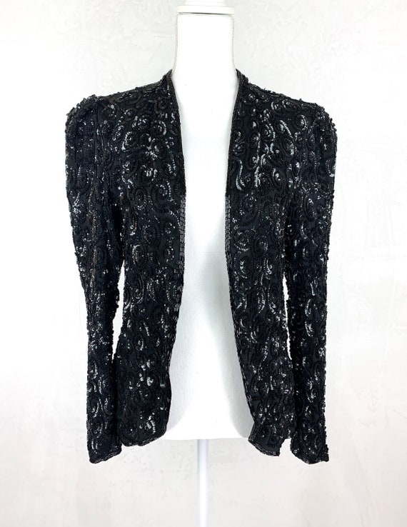 Night Line Sequined and Beaded Jacket Size Medium… - image 3