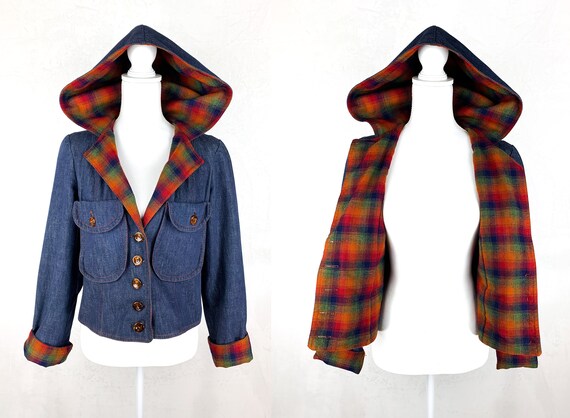 The Strawberry Plant Hooded Denim Jacket with Rain