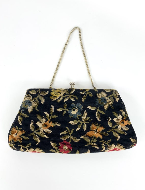 Vintage 1960s Carpet Bag Purse, 60s Tapestry Clut… - image 5