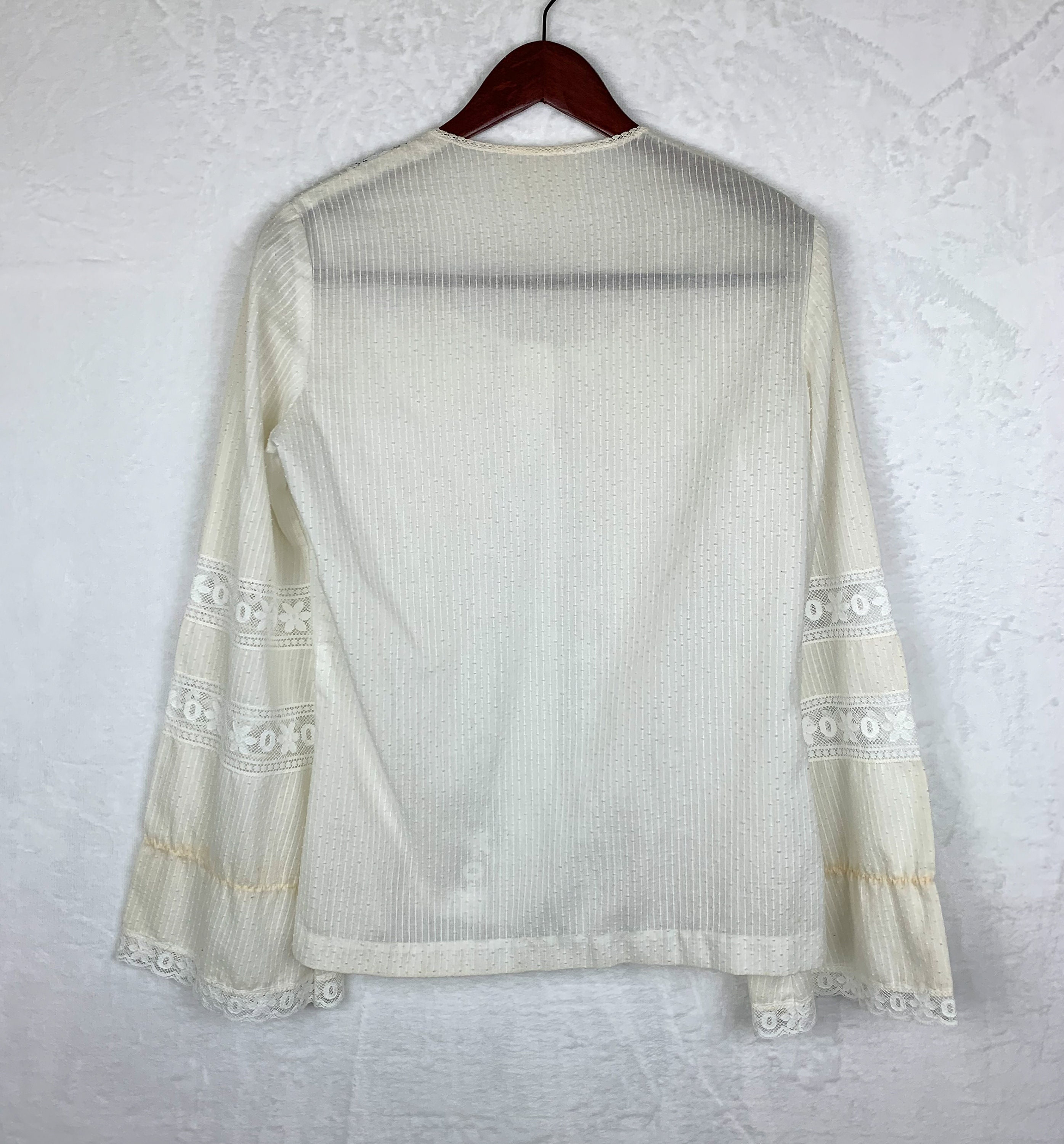 New cream peasant top gold button shirred blouse ...  Xs/ S main image 1