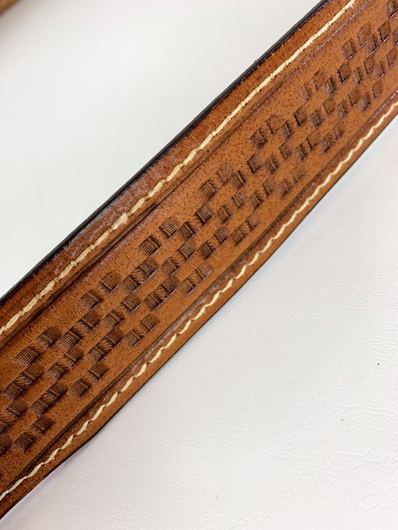 Vintage 1970s Tooled Leather Belt with Equestrian… - image 5