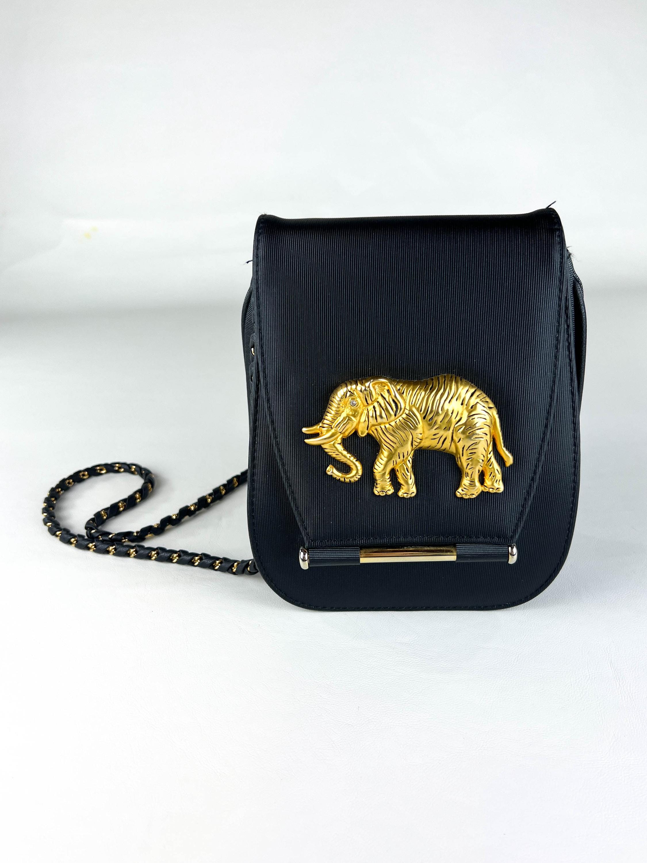 Vintage 80s 90s Nima Golden Elephant Purse, 90s Nima Elephant 