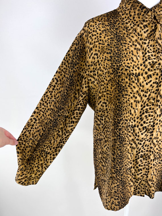 Vintage 90s Tess Petite Leopard Print 100% Silk B… - image 6