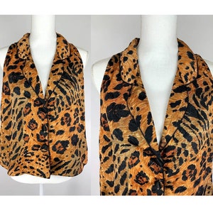 Vintage 1980s Victoria&#39;s Secret Leopard Print Pajama Top Size Medium, 80s Victoria&#39;s Secret Leopard Print Sleeveless Top M, 80s Nightshirt