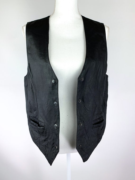 80s Apollo Leberdesign Black Leather Vest Size M/… - image 3