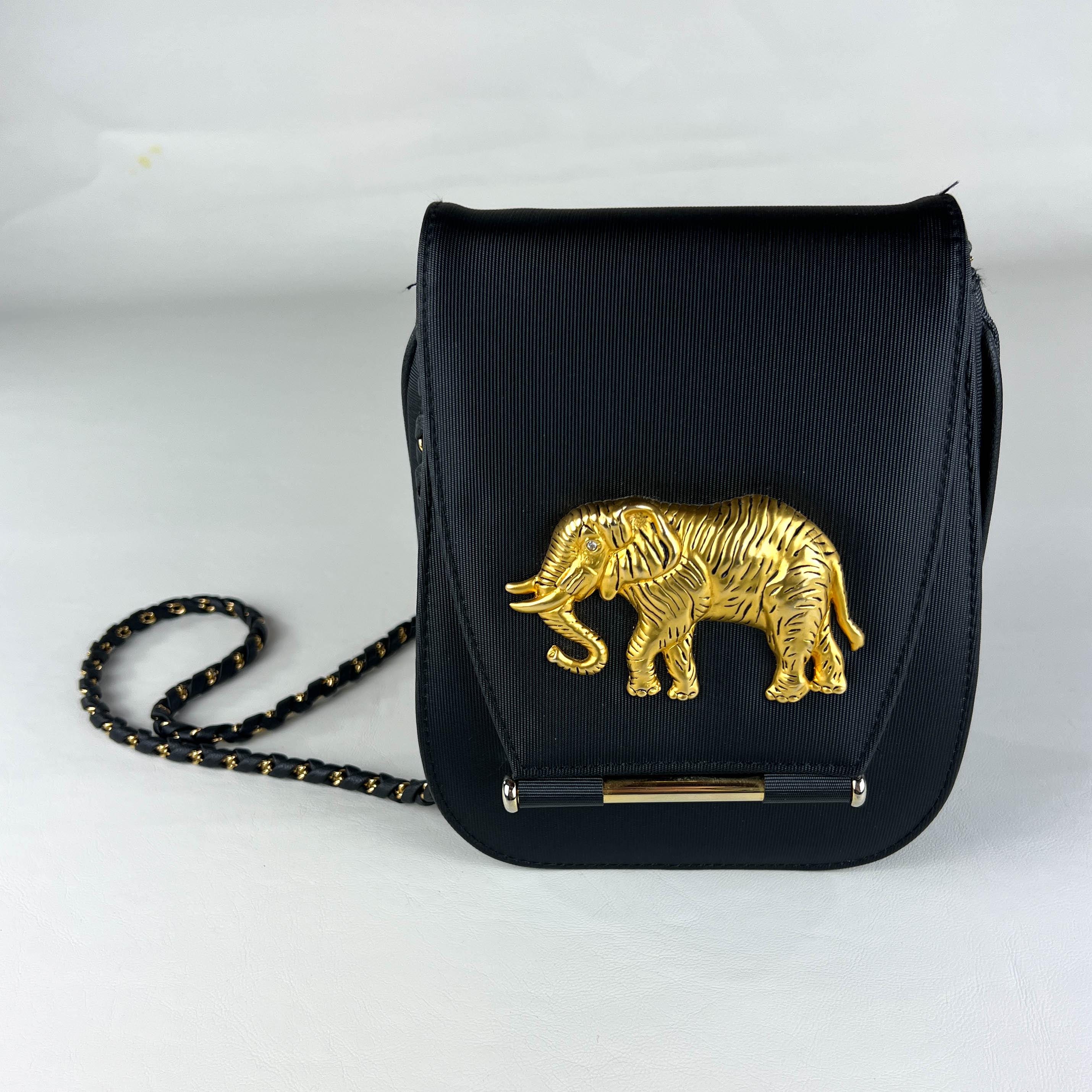 Vintage 80s 90s Nima Golden Elephant Purse, 90s Nima Elephant