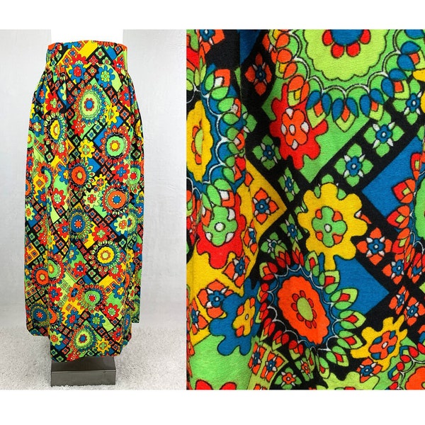 1960s Psychedelic Print Maxi Skirt, 60s Psychedelic Maxi Skirt, 60s Hippie Maxi Skirt, Vintage 1970s Hippie Skirt, Vintage 1970s Maxi Skirt