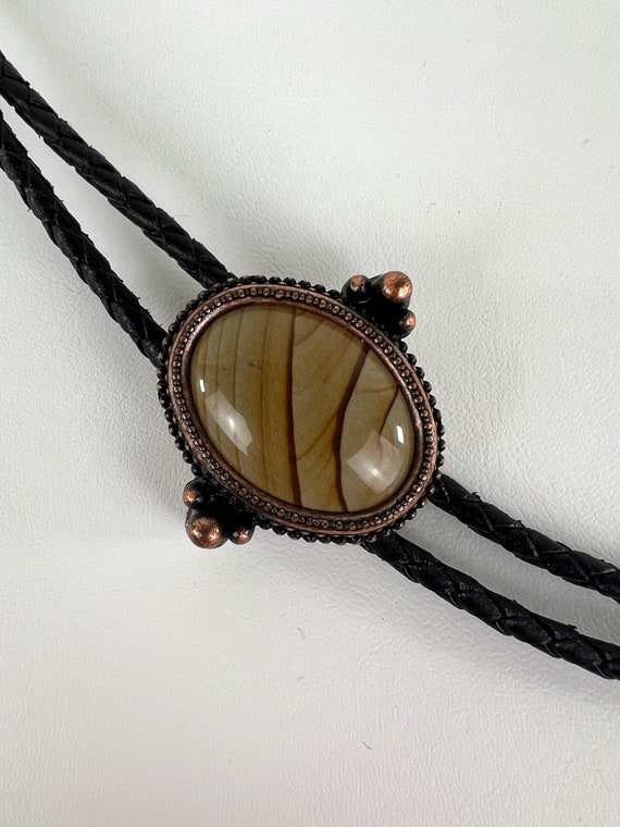 Vintage 1980s Picture Jasper Bolo Tie, Vintage 80… - image 7