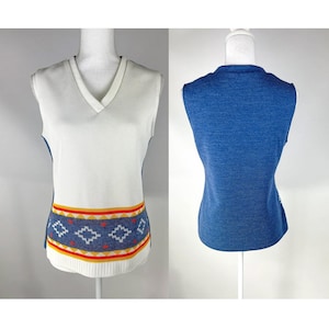 Vintage 1970s Diane Young Sportswear Double Knit Polyester Vest, 60s 70s Sweater Vest,