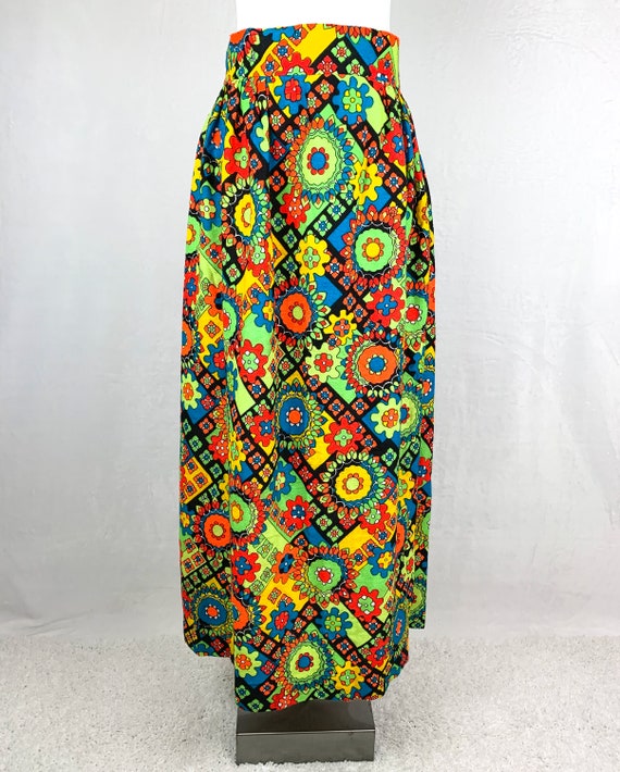 1960s Psychedelic Print Maxi Skirt, 60s Psychedel… - image 2