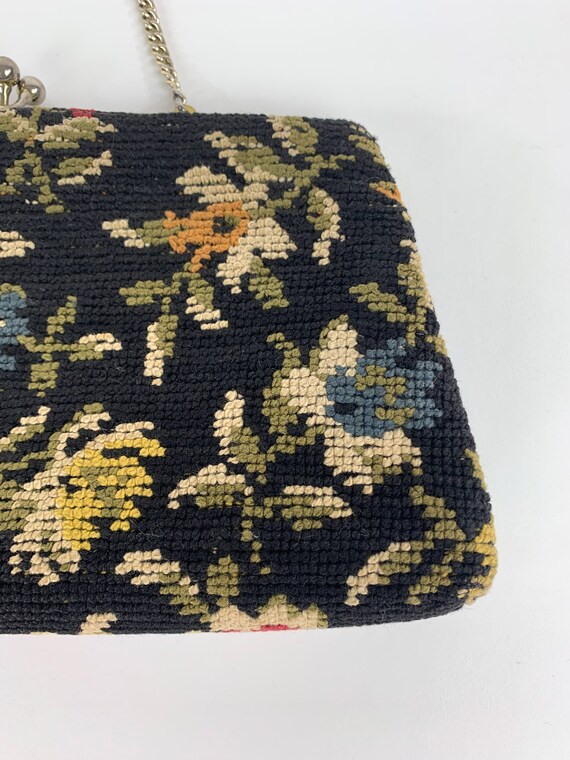 Vintage 1960s Carpet Bag Purse, 60s Tapestry Clut… - image 7