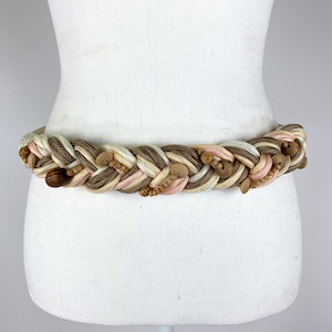 80s Pastel Braided Cord Belt 32 inches, 80s Braided Rope Belt 32, 80s Braided Waist Cincher Belt, 80 Pastel Stretchy Belt, 80s Braided Belt