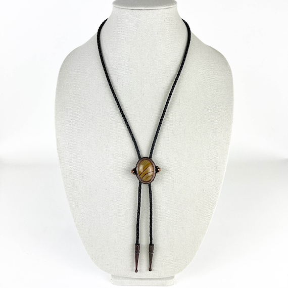 Vintage 1980s Picture Jasper Bolo Tie, Vintage 80… - image 1