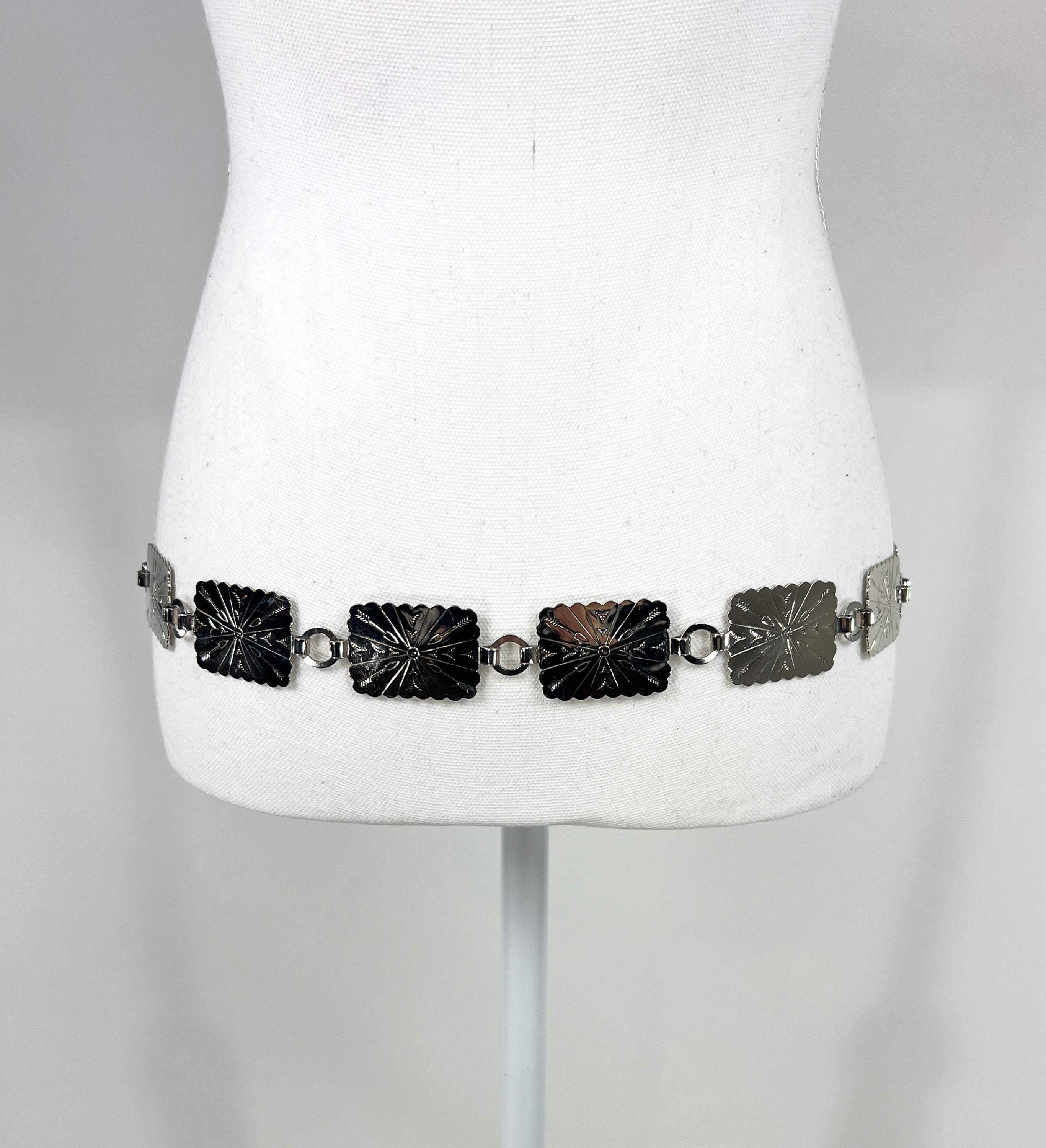Vintage 80s 90s Chain Link Waist Belt Silver Rhinestone Free Size Plus Adalynn Double O-Ring Rhinestone Chain Belt - Silver  main image 2
