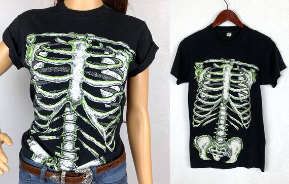 Vintage Skeleton T-shirt 1980s Single Stitch Size… - image 2