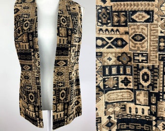 1960s Saks Fifth Avenue Kilim Rug Vest tamaño pequeño, Vintage 60s Tapestry Vest, 60s Oriental Rug Vest, 60s Saks Fifth Avenue Women's Vest S