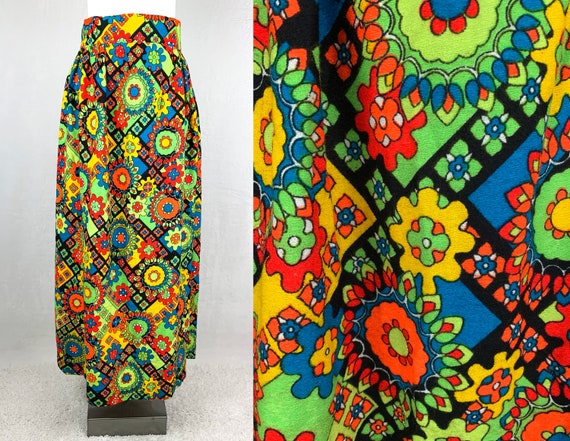 1960s Psychedelic Print Maxi Skirt, 60s Psychedeli