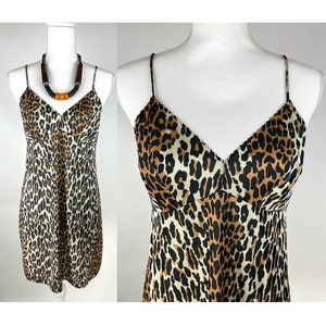 Vintage 1960s Vanity Fair Leopard Print Nightie Size Medium, 60s Vanity Fair Leopard Print Nightgown, Vintage Sexy Leopard Print Slip Dress