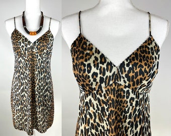 Vintage 1960s Vanity Fair Leopard Print Nightie Size Medium, 60s Vanity Fair Leopard Print Nightgown, Vintage Sexy Leopard Print Slip Dress