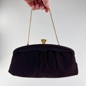Vintage 1960er Schokolade Braun Hinged Top Griff Geldbörse Konvertiert zu Clutch, 60er Jahre Braun Handtasche, 60er Jahre Braun Top Griff Handtasche Kupplung Hing Snap