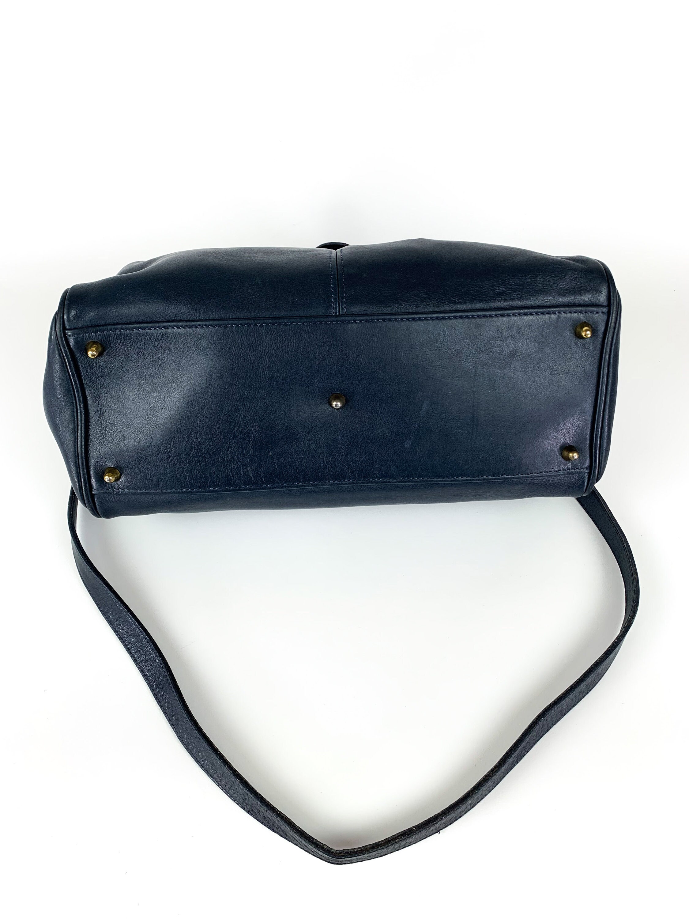 Vintage Coach Hudson Satchel Bag Doctor Bag in Navy Leather