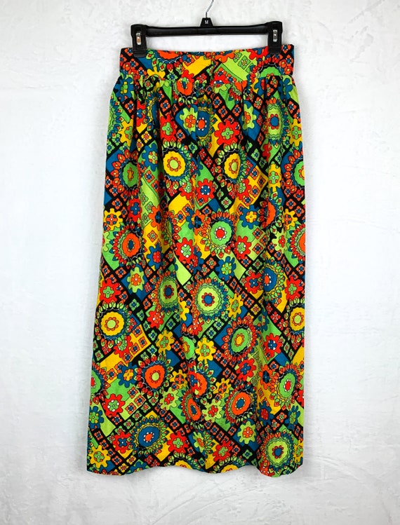 1960s Psychedelic Print Maxi Skirt, 60s Psychedel… - image 7