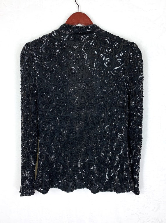 Night Line Sequined and Beaded Jacket Size Medium… - image 9