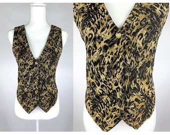 Vintage Leopard Print Vest, 90s Leopard Print Vest, Animal Print