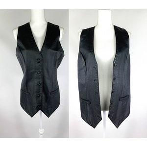 Vintage 1990s Otellopelle Leather Vest Size Large, Vintage Women&#39;s Black Leather Vest L, Otellopelle Women&#39;s Black Leather Vest Size Large