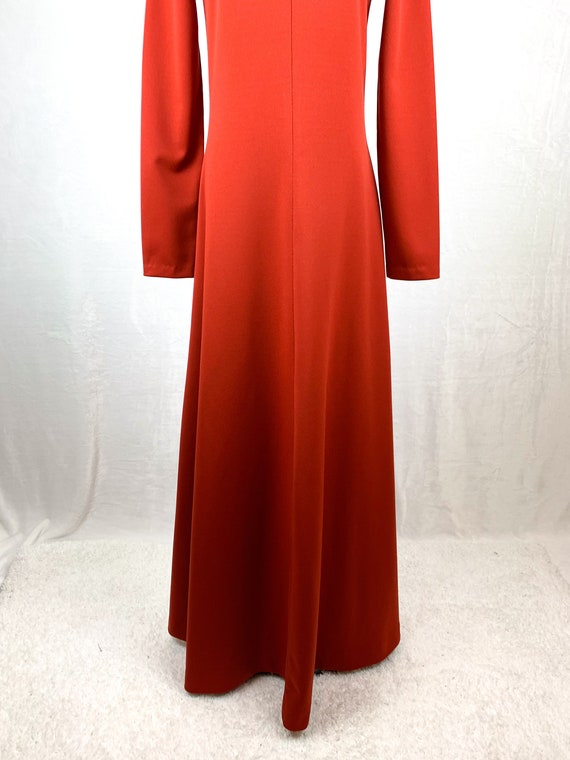 1970s Cinnamon Turtleneck Maxi Dress Medium, Autu… - image 7
