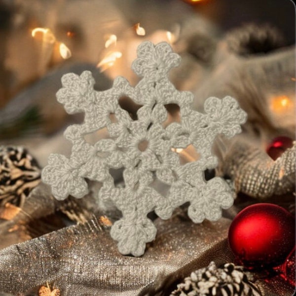 Set of crochet snowflake ornament decor