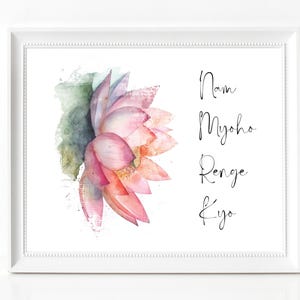 Nam Myoho Renge Kyo Print, Buddha Inspiration, Nichiren Print, Buddhism Wall Art, Chanting Quote, Lotus Sutra Print