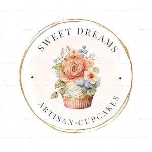 Custom Premade Logo, Bakery Logo, Cupcake Logo, Pastry Chef Logo, Business Logo, Digital Download, Website Logo, Bakery Blog