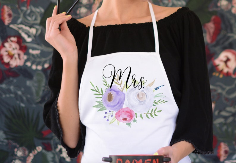 Personalized Kitchen Apron Mrs Wedding Gift Idea Bridal Shower Gift Kitchen Decor,Cooking Essentials Apron