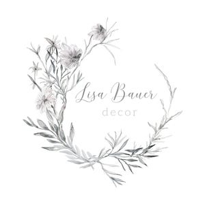Custom Feminine Logo, Pencil Art Logo, Business Branding, Premade Logo, Business Logo, Floral Logo, Floral Wreath Logo,
