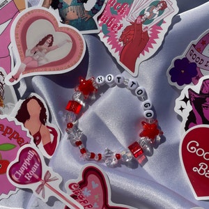 chappell roan beaded bracelet + sticker set (3 surprise stickers)