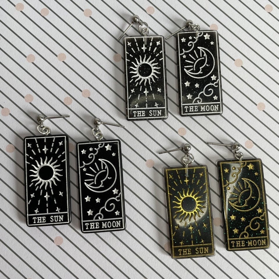 sun and moon tarot earrings