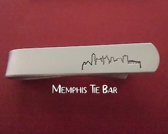 Memphis Skyline Tie Bar, Hand Stamped Tie Clip, Nashville TN, Tennessee Gift for Husband, Father's Day Gift, Groomsmen